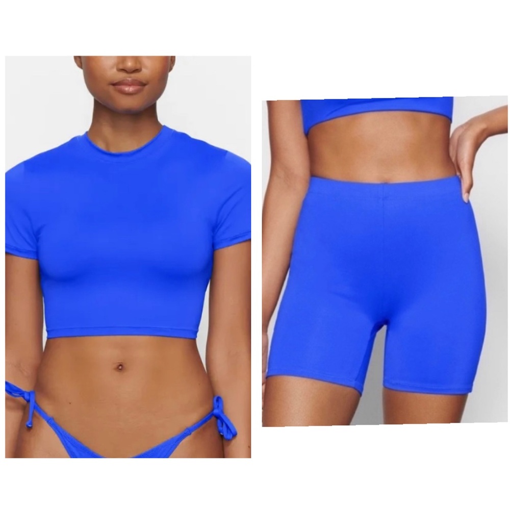 SKIMS swim top & shorts Cobalt